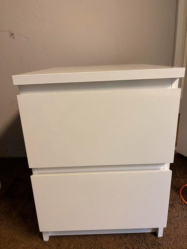 2 Witte Nachtkastjes met Lades, Huis en Inrichting, Kasten | Dressoirs, Gebruikt, Minder dan 50 cm, 25 tot 50 cm, Met lade(s)