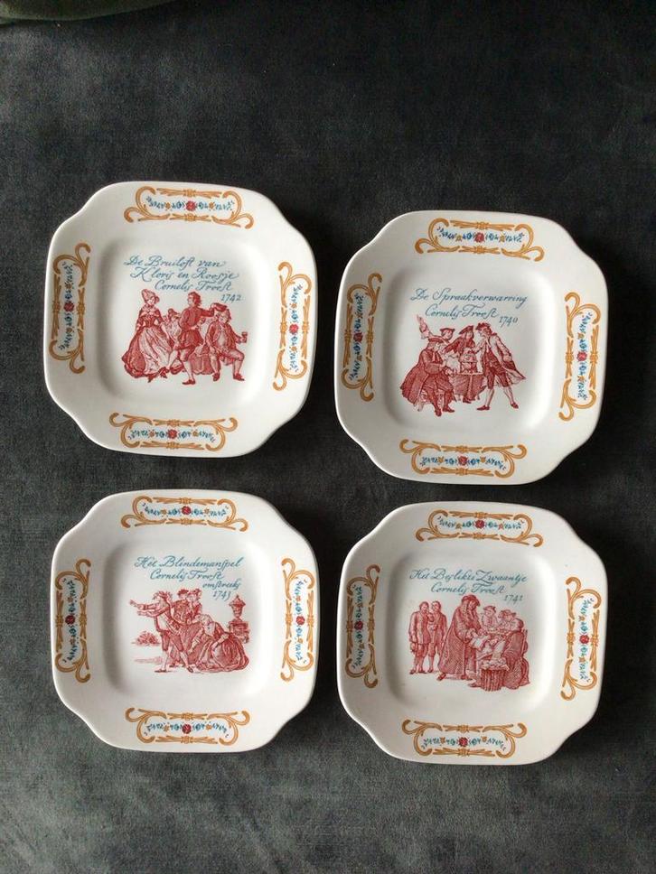 Boch La Louvière Cornelis Troost Gebaksbordjes, Antiek en Kunst, Antiek | Servies los, Ophalen