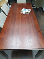 Tafel, 220x90 cm. houten blad en rvs poten, Huis en Inrichting, Tafels | Eettafels, Ophalen, Rechthoekig, 200 cm of meer, 50 tot 100 cm