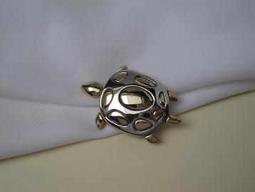 Broche schildpad / goudkleurig en zilverkleurig. beschikbaar voor biedingen