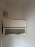 Hoogglans witte  keukenkast met melkglas, Huis en Inrichting, Keuken | Keukenelementen, Ophalen, 50 tot 100 cm, Zo goed als nieuw