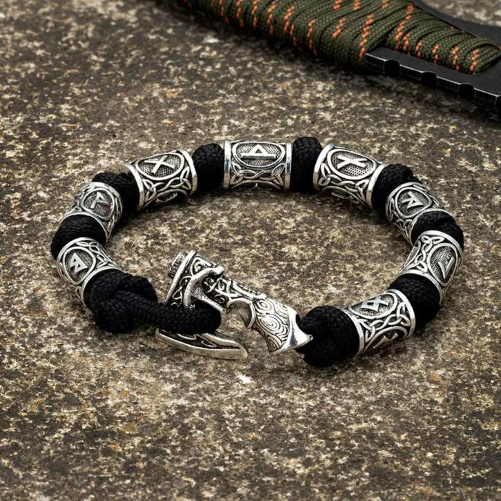 Zwarte Keltische Rune Paracord Heren Armband, Sieraden, Tassen en Uiterlijk, Armbanden, Nieuw, Zwart, Verzenden