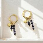 Oorringen Rvs Goud met zwarte Kralen Hangers, Overige materialen, Hangers, Verzenden, Nieuw