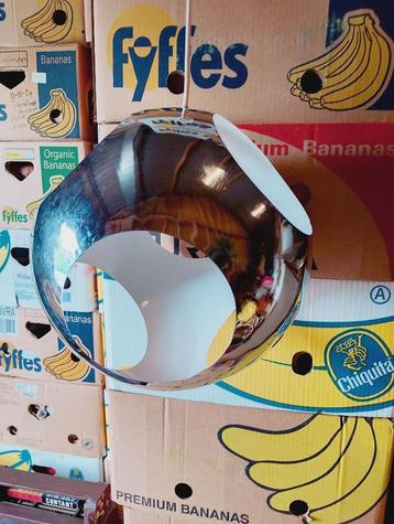 Vintage chromen hanglamp periode jaren 70  beschikbaar voor biedingen