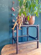 Vintage bijzettafel manou tafeltje rotan tafel, Ophalen, Minder dan 55 cm, Gebruikt, Rond