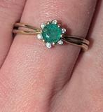 Diamond Point 14k Gouden Ring Smaragd & Diamanten Ring, Sieraden, Tassen en Uiterlijk, Ophalen of Verzenden, Zo goed als nieuw