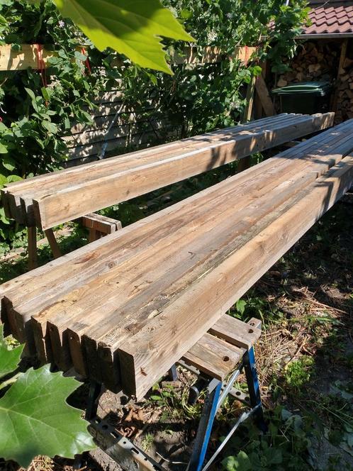 Vuren balken, Tuin en Terras, Palen, Balken en Planken, Gebruikt, Balken, 250 cm of meer, Ophalen