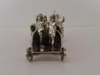 Zilveren miniatuur strijdwagen met 4 paarden            Z195, Ophalen of Verzenden, Zilver