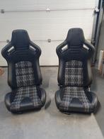 Set Sportstoelen type GT Zwart Leer, Geel/goud Ruitmotief, Ophalen of Verzenden