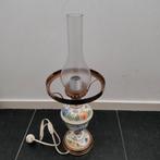 Lamp,Petroleumlamp,1960,elektrisch,kelkglas,, Antiek en Kunst, Antiek | Lampen, Ophalen of Verzenden