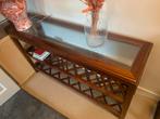Rofra side table hardhout met glasplaat, Ophalen, 100 tot 150 cm, Glas, Neutraal