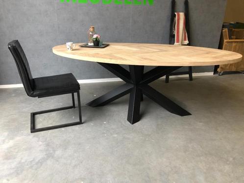 ovale eiken tafels ovale visgraat tafels Met of zonder facet, Huis en Inrichting, Tafels | Eettafels, Nieuw, Ovaal, Eikenhout