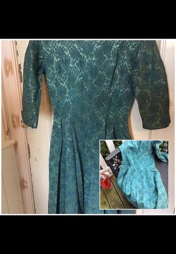 Oude jurk, ong 1960 uit Californië USA, groen / blauw ong 36 beschikbaar voor biedingen