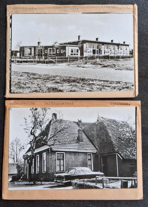 Scheerwolde, 5 x glasplaat JosPe, o.a cafe, oldtimer, Verzamelen, Ansichtkaarten | Nederland, Ongelopen, Overijssel, 1960 tot 1980