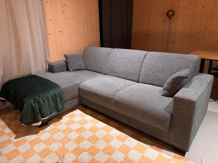 Grijze 3-zits bank met chaise longue, Huis en Inrichting, Banken | Bankstellen, Gebruikt, Hoekbank, Driepersoons, Minder dan 150 cm