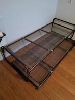 Bed met onderschuifbed + 2 matrassen (80x190), Gebruikt, Eenpersoons, Bruin, 80 cm