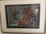 Jan Jonges expressionistische Gouache ruiter op paard, Ophalen of Verzenden