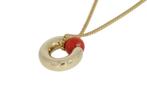 Bloedkoraal gouden 14k design ketting hanger dames vintage