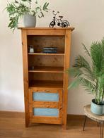 Grenen boeken/laden kast, Huis en Inrichting, Kasten | Boekenkasten, Ophalen, Gebruikt, Glas, 50 tot 100 cm