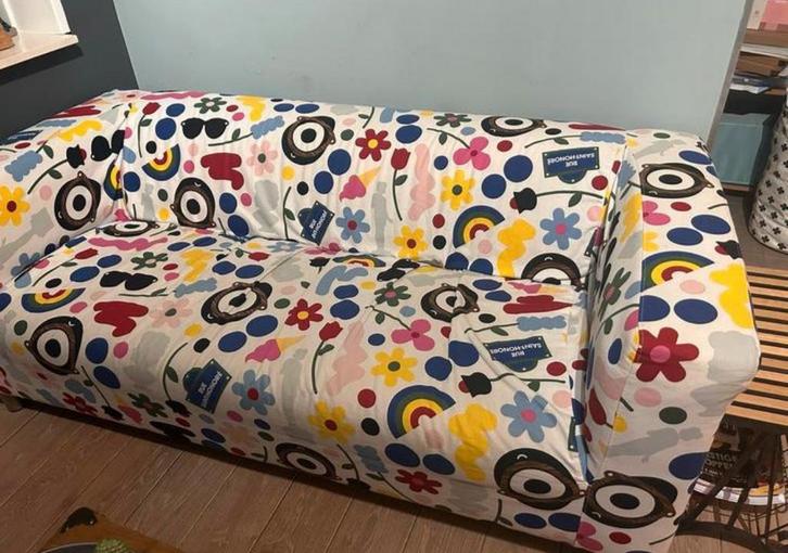 IKEA Tweepersoonsbank met extra hoes, Huis en Inrichting, Banken | Bankstellen, Gebruikt, Tweepersoons, 150 tot 200 cm, 75 tot 100 cm