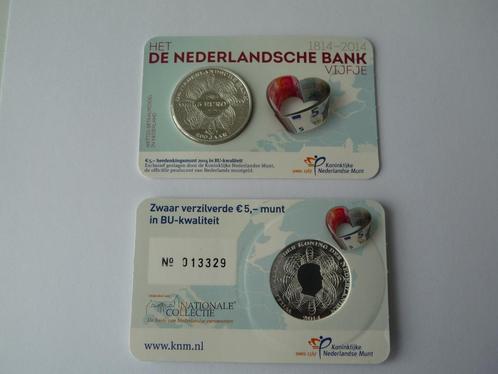 de Nederlandsche Bank Vijfje 2014 BU-kwaliteit in coincard, Postzegels en Munten, Munten | Nederland, Losse munt, Euro's, Verzenden