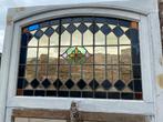 2 eiken kozijnen met glas in lood ramen 212x108.5cm, Antiek en Kunst, Ophalen