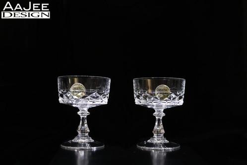 2 Cristal d'Arques - Coupe van kristal - Diamond serie, Antiek en Kunst, Antiek | Glas en Kristal, Ophalen of Verzenden