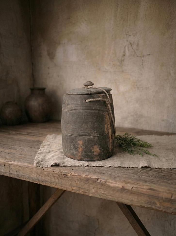 Antieke houten voorraadpot | handgemaakt | €45 | Sober Wonen, Antiek en Kunst, Antiek | Woonaccessoires, Ophalen of Verzenden