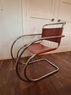 Vintage design stoel: Mies van der Rohe MR20 Buisstoel 1980s, Huis en Inrichting, Stoelen, Ophalen, Gebruikt, Bruin, Metaal