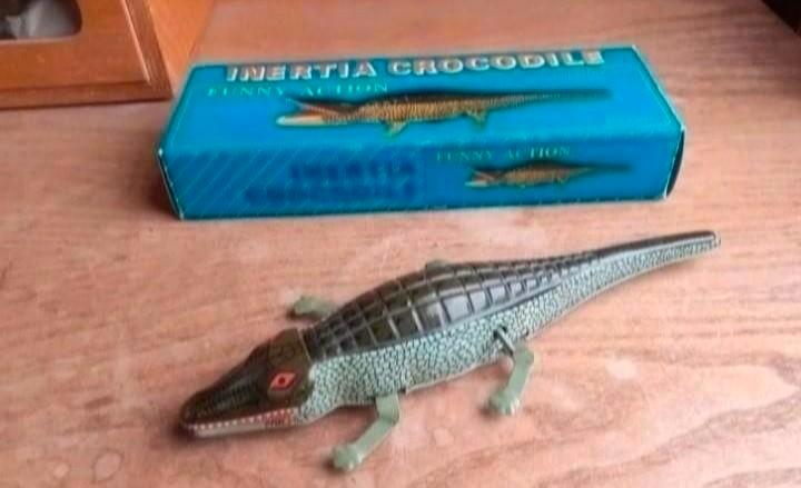 Blikken speelgoed inertia crocodile, Antiek en Kunst, Antiek | Speelgoed, Ophalen of Verzenden
