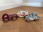 Houten Speelgoed Auto's - Brandweer, Ambulance, Politie, Ophalen, Zo goed als nieuw, Jongen of Meisje