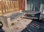 Steigerhout loungebank met opmaat gemaakte kussens, Ophalen, Gebruikt, Hout