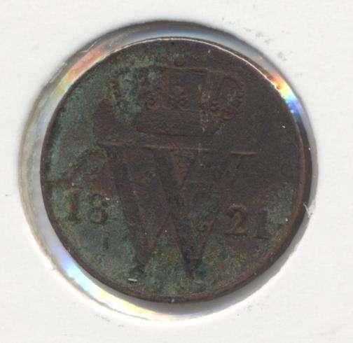 Nederland Halve cent 1821 Willem 1, Postzegels en Munten, Munten | Nederland, Ophalen of Verzenden, Koning Willem I, Overige waardes