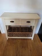 Sidetable met rietenmand voor wijnflessen, Ophalen, Gebruikt, 50 tot 100 cm, Overige houtsoorten