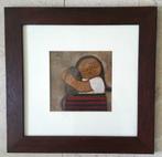 3) - Meisje met grijs poesje ca.1990 - Indiase School, Antiek en Kunst, Ophalen of Verzenden