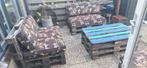 Palletbank tuinset met kussens, Ophalen, Gebruikt, Hout