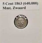 5 Cent 1863 Willem III Zilver, Postzegels en Munten, Munten | Nederland, Ophalen of Verzenden