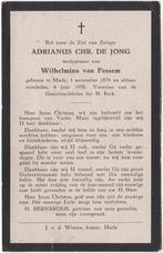Adrianus Chr. de Jong 1879 Made + 1958 Made, 78 jr, Verzenden, Bidprentje