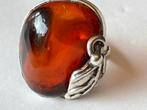 Forse zilveren Navajo ring Barnsteen ., Sieraden, Tassen en Uiterlijk, Ringen, Gebruikt, Verzenden, 17 tot 18, Dame