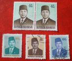 Indonesië - 5x President Soekarno, Postzegels en Munten, Verzenden, Gestempeld, Zuidoost-Azië