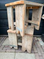 Set hockers steigerhout , bijzettafel set van 2, Ophalen, Zo goed als nieuw, Hout