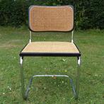 4x Thonet stijl Breuer Cesca buisframe stoel rotan webbing, Gebruikt, Zwart, Ophalen of Verzenden, Vintage Bauhaus design