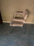 6 Vintage stoelen met armleuningen, Ophalen, Gebruikt, Bruin, Metaal