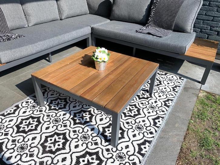 Tuinset- loungebank grijs met tafel, Tuin en Terras, Tuinbanken, Gebruikt, Aluminium, Ophalen