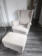 Strandmon fauteuil en voetenbank - beige, Huis en Inrichting, Fauteuils, Ophalen