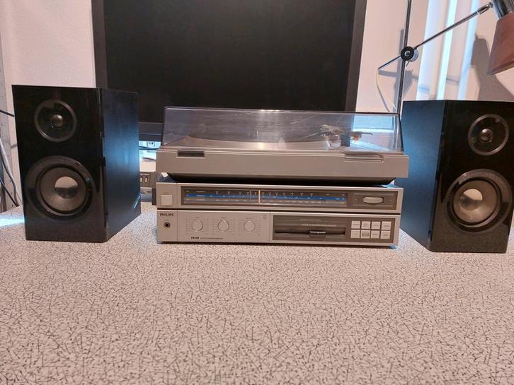 Philips,-  (set )platenspeler -receiver -speakers, Audio, Tv en Foto, Platenspelers, Gebruikt, Platenspeler, Philips, Ophalen