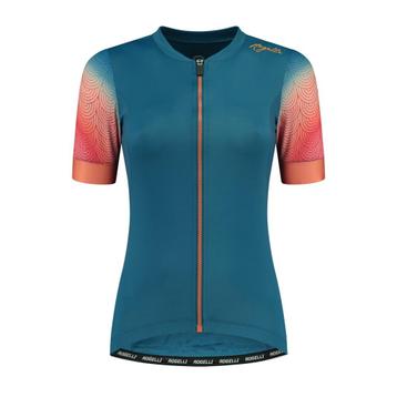 dames Fietsshirt Rogelli Waves licht blauw coral 