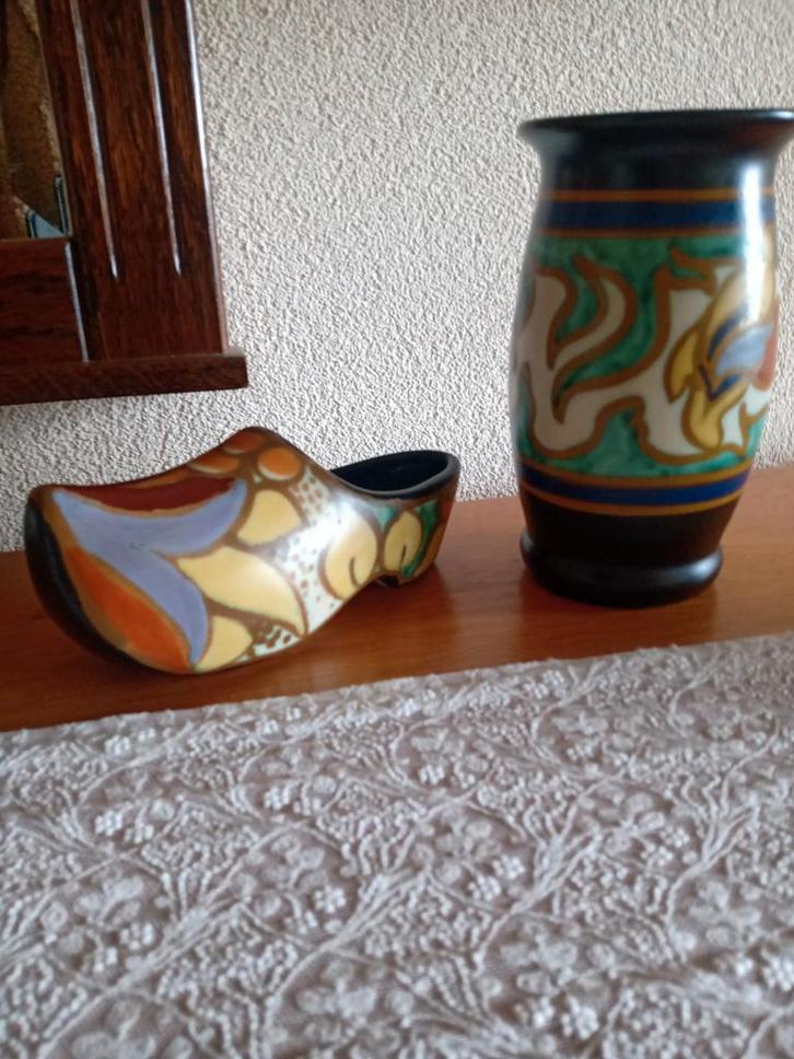 Oud Plateel Eskaf Klompje & OLA Huizen Vaasje, Antiek en Kunst, Antiek | Vazen, Ophalen of Verzenden