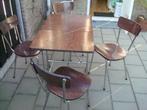 VINTAGE FORMICA STOELEN/TAFEL OPKLAPBAAR 1960/65, Ophalen, Gebruikt, Bruin, Vintage