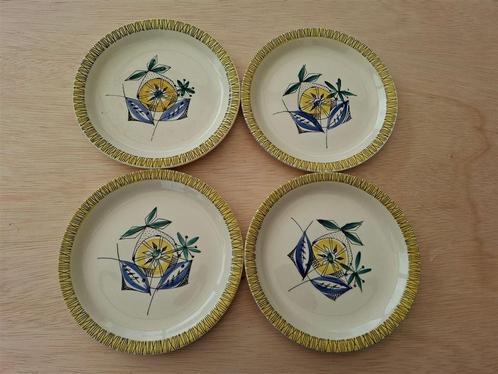 Stavangerflint, Norway, Flamingo- Bamboe, 4 ontbijtborden, Antiek en Kunst, Antiek | Servies los, Ophalen of Verzenden